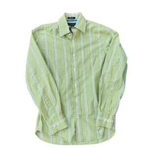 American Eagle Green Blue Stripe Button Down Shirt S Blue Issue Y2K Preppy